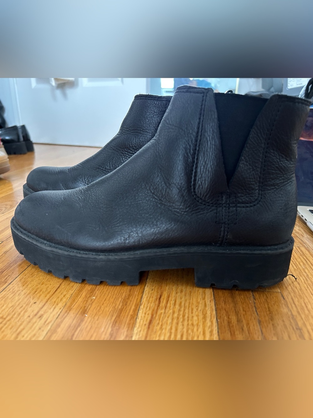 Zodiac black real leather boots with chunky sole